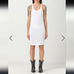 House Of Harlow 1960 White Ribbed Bodycon Midi Dress Open-Back Women's XS